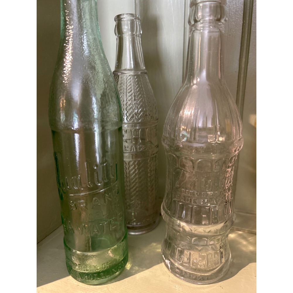Vintage Soda Bottle Lot 3 Nu-Grape Nehi Quality Brand Asheville Savannah 1924 GA